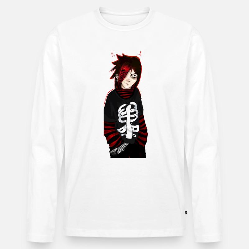 punk emo devil girl - Männer Premium Bio Langarmshirt - Weiß