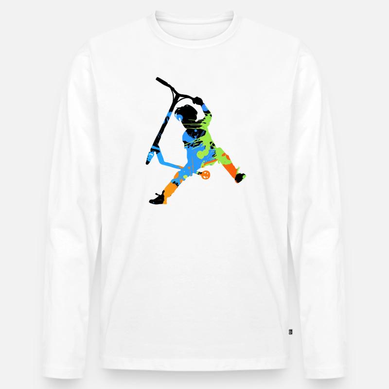 Freestyle-Roller - Männer Premium Bio Langarmshirt - Weiß
