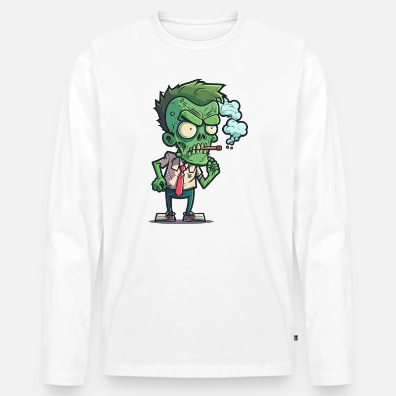 Untotes Nikotin - Männer Premium Bio Langarmshirt - Weiß