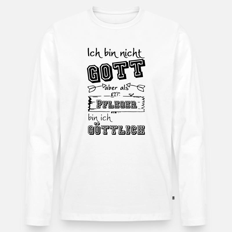 Göttlicher Pfleger Geschenk - Männer Premium Bio Langarmshirt - Weiß