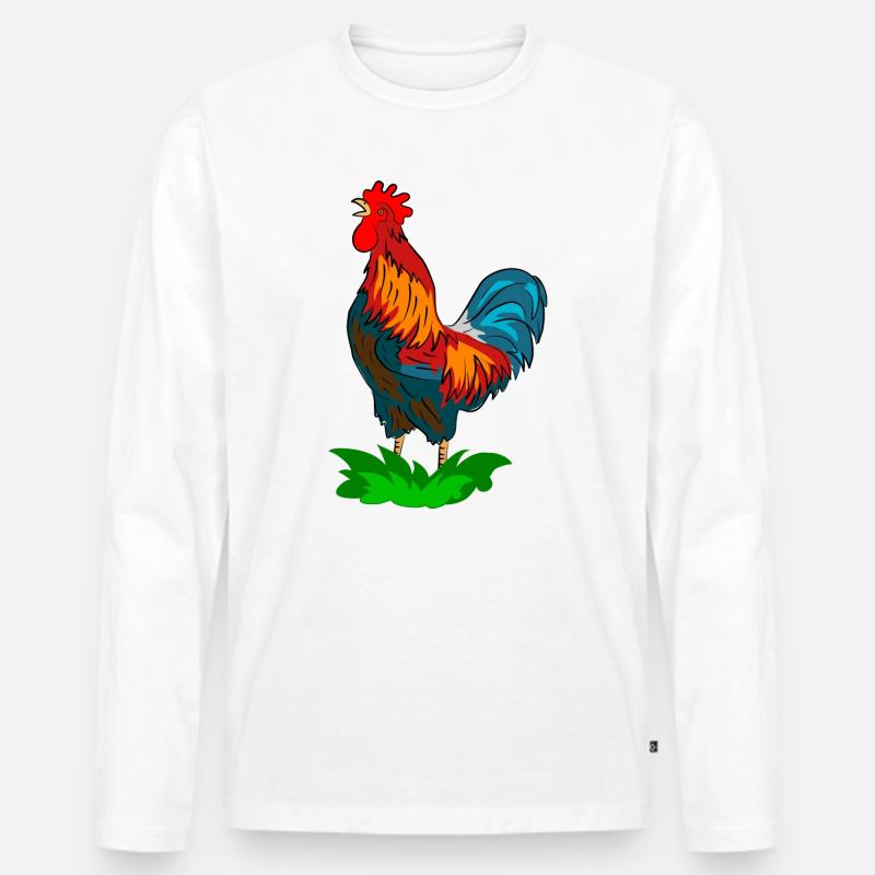 hahn vogel - Männer Premium Bio Langarmshirt - Weiß