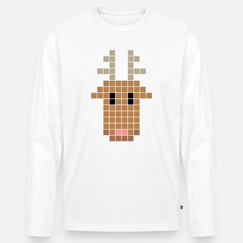 pixel rentier - Männer Premium Bio Langarmshirt - Weiß