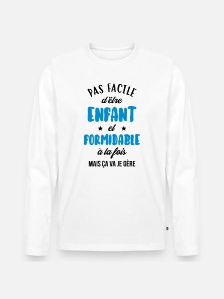 adolescent / enfant / ado / adolescente - T-shirt manches longues Premium bio Homme - blanc