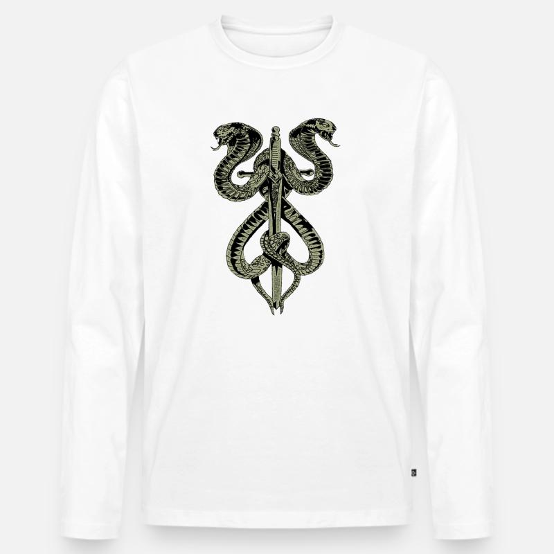 Schlange Schwert Gotik Mode Fun Spass - Männer Premium Bio Langarmshirt - Weiß