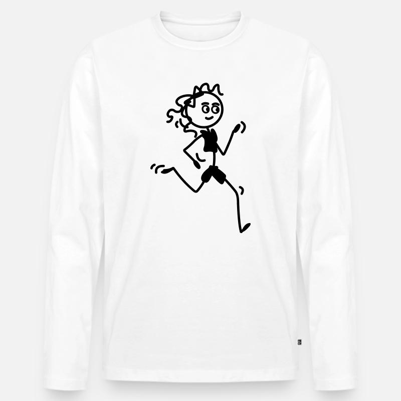 Läuferin Mädchen oder Frau - Männer Premium Bio Langarmshirt - Weiß