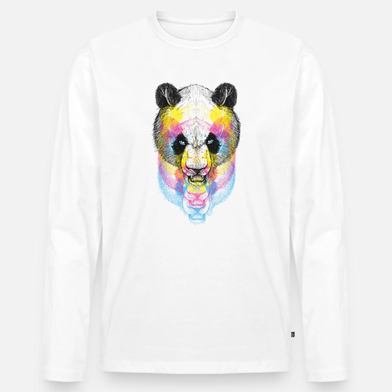Pandabär CMYK - Männer Premium Bio Langarmshirt - Weiß
