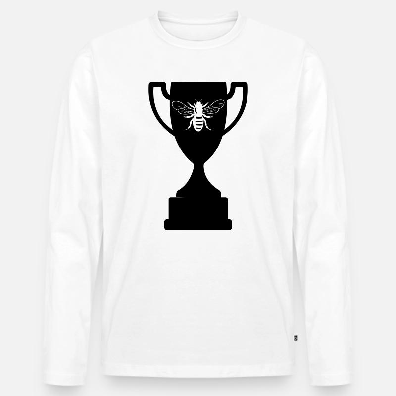Tasse mit ausgeschnittener Biene - Männer Premium Bio Langarmshirt - Weiß
