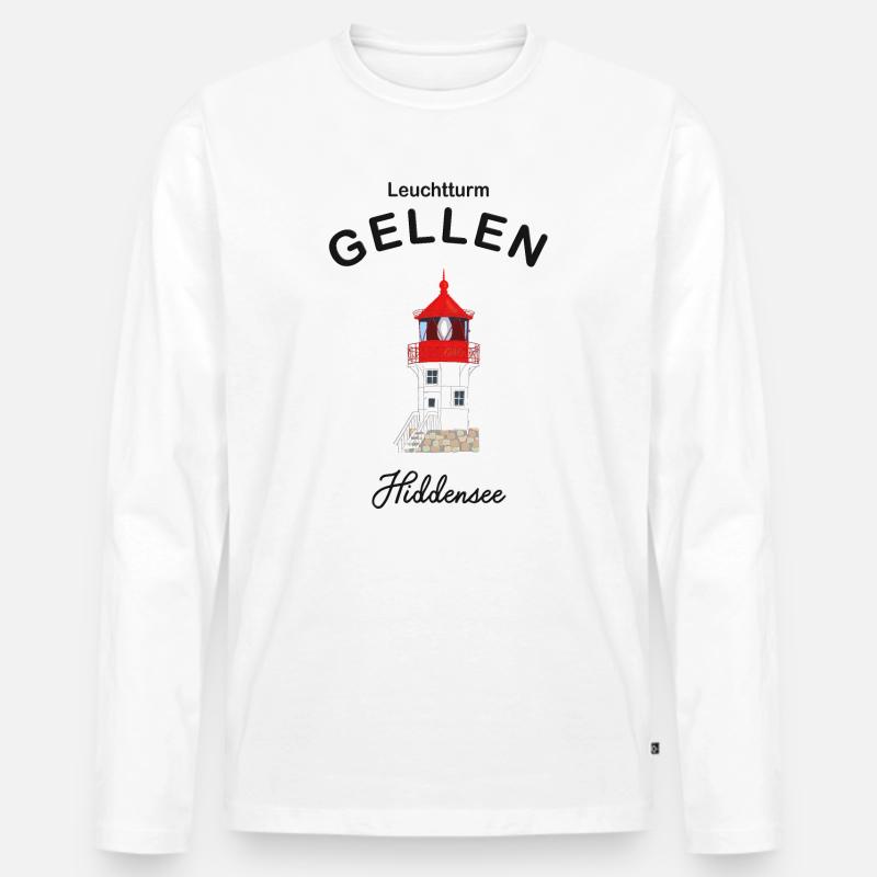 Hiddensee, Leuchtturm Gellen, Deutsche Ostsee - Männer Premium Bio Langarmshirt - Weiß