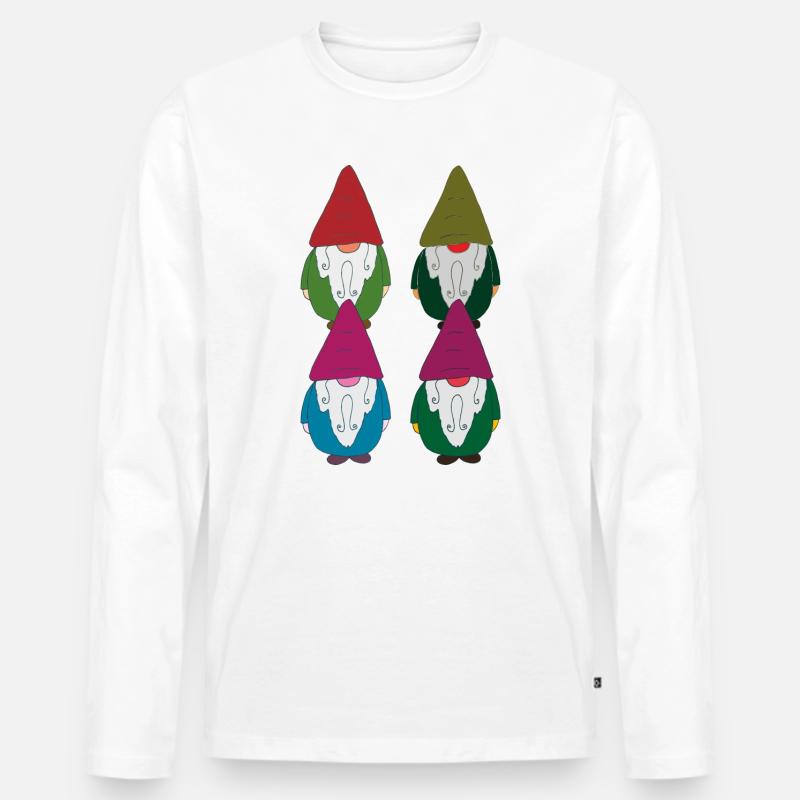 gartenzwerge Viererkette - Männer Premium Bio Langarmshirt - Weiß
