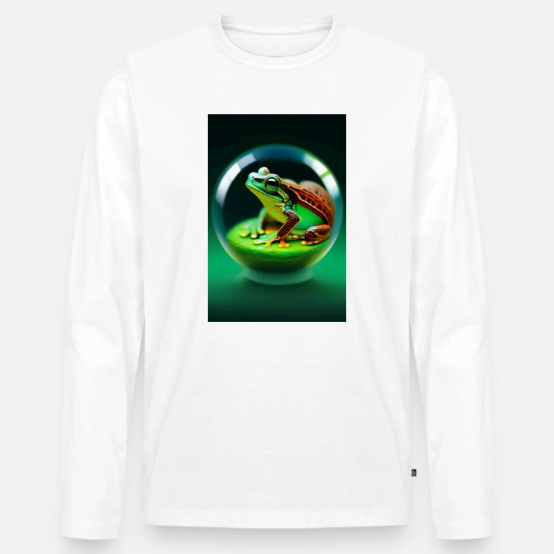 Frosch in einer Kugel - Männer Premium Bio Langarmshirt - Weiß
