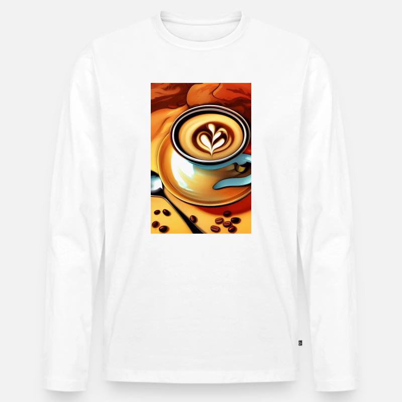 Kaffee, Kaffeebohnen - Männer Premium Bio Langarmshirt - Weiß