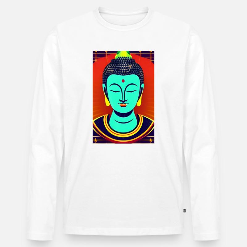 Klassischer Buddha - Männer Premium Bio Langarmshirt - Weiß