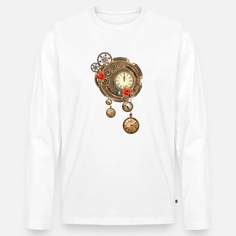 Wunderbare Steampunk-Uhr - Männer Premium Bio Langarmshirt - Weiß