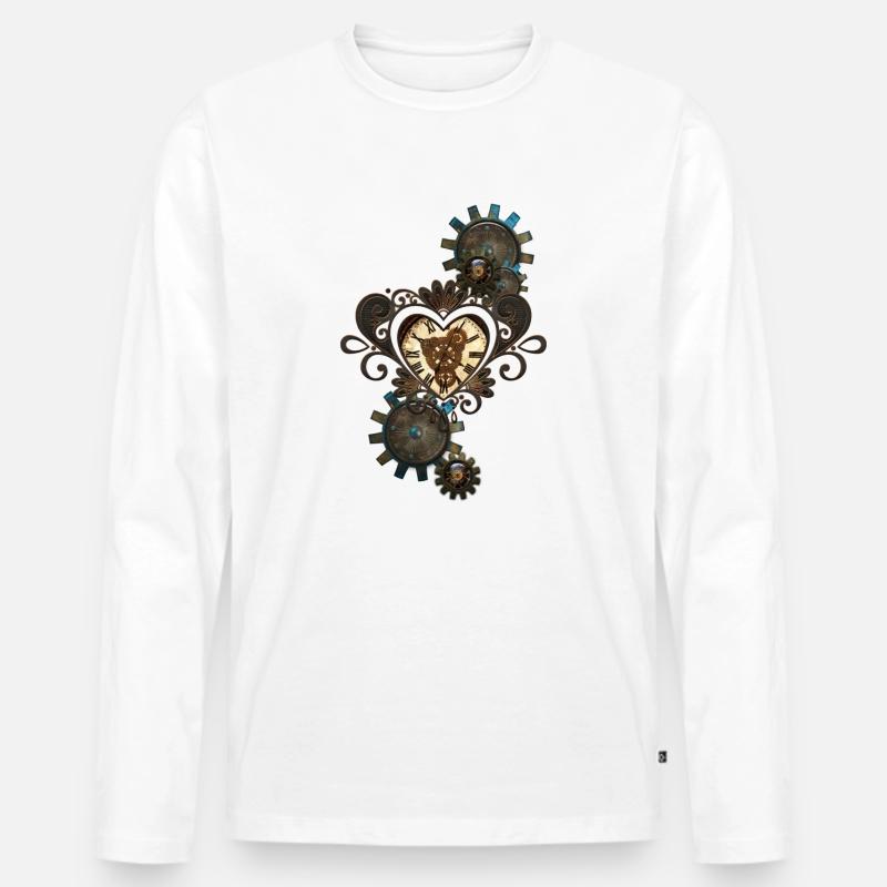 Das Herz des Steampunk - Männer Premium Bio Langarmshirt - Weiß