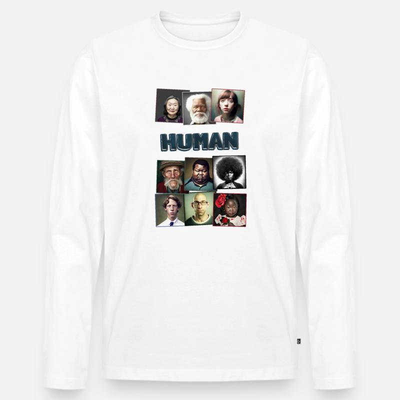 Super Normal 01 Mensch - Männer Premium Bio Langarmshirt - Weiß