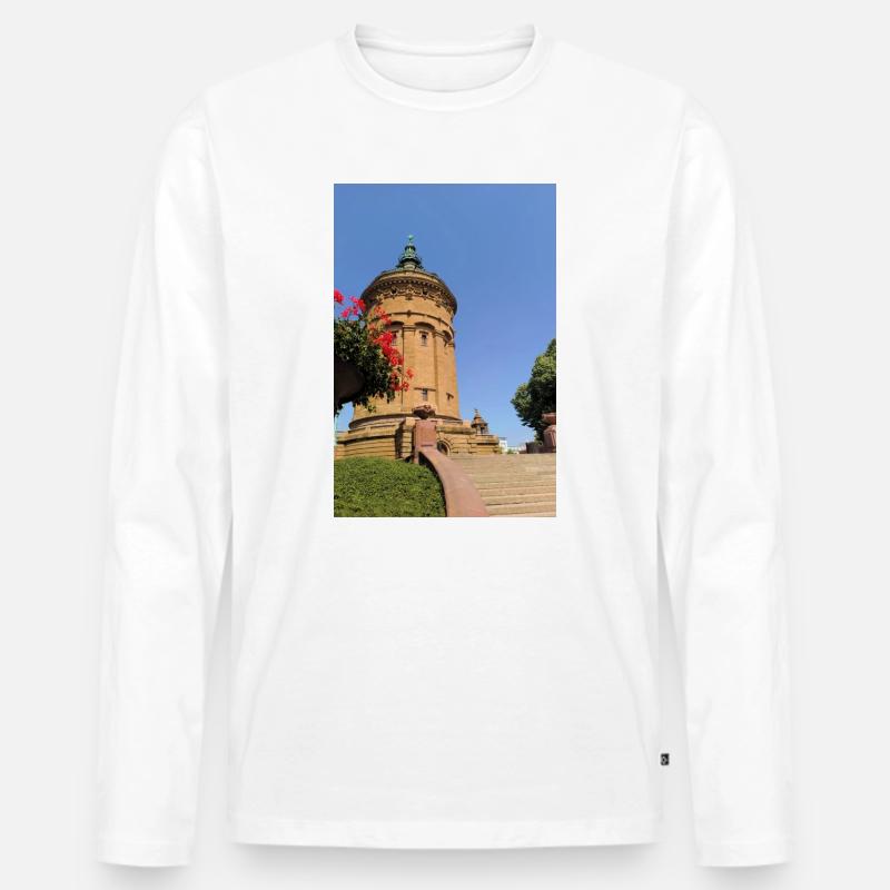 WASSERTURM MANNHEIM - Männer Premium Bio Langarmshirt - Weiß