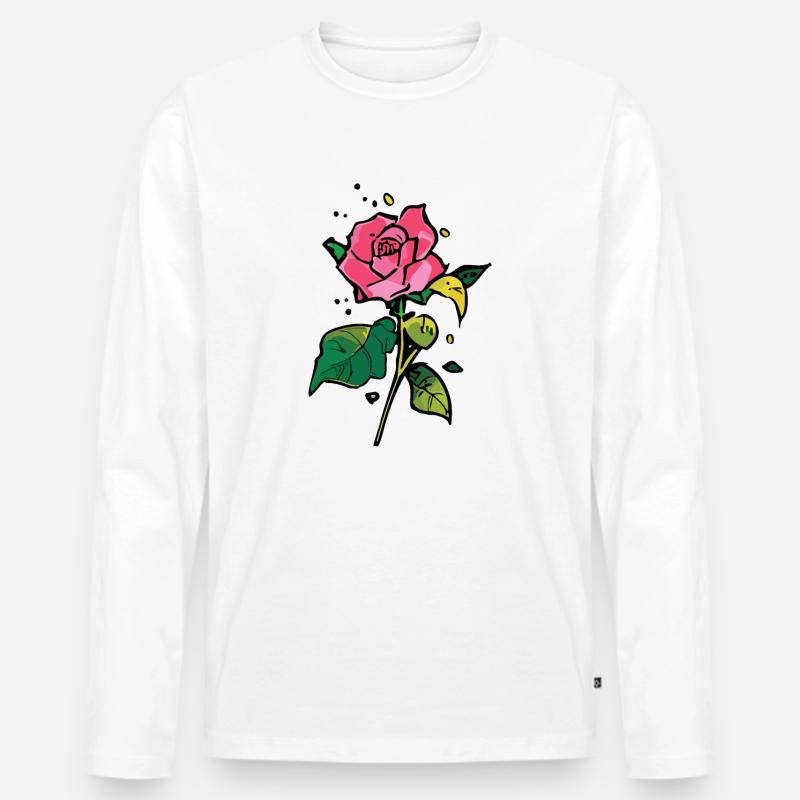 Eine hübsche Rose - Männer Premium Bio Langarmshirt - Weiß