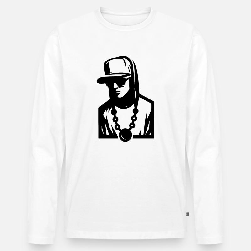 Hip Hop Dude (einfach) - Männer Premium Bio Langarmshirt - Weiß