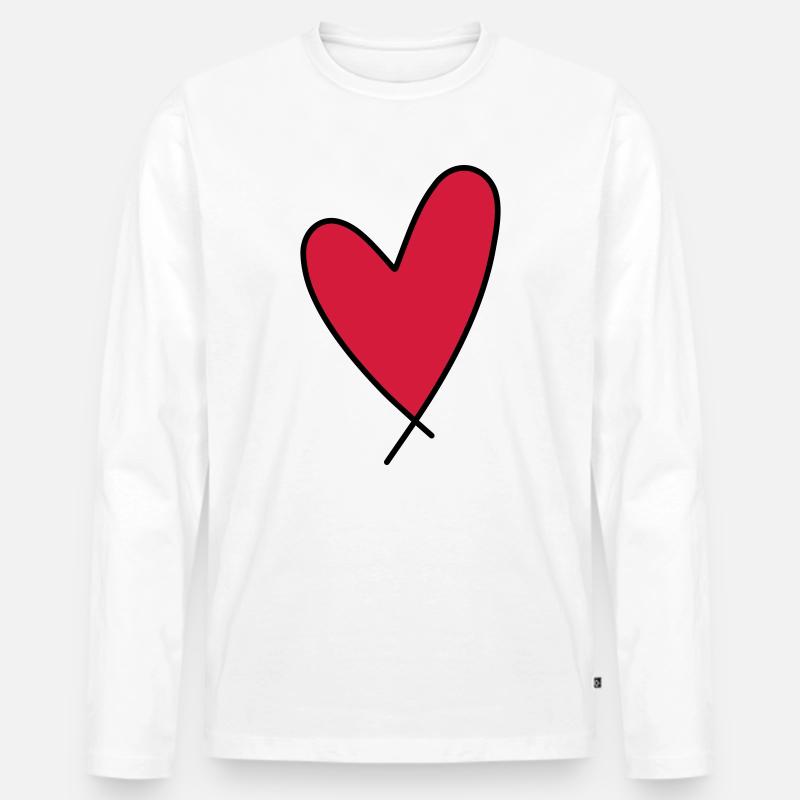 Herz - Männer Premium Bio Langarmshirt - Weiß