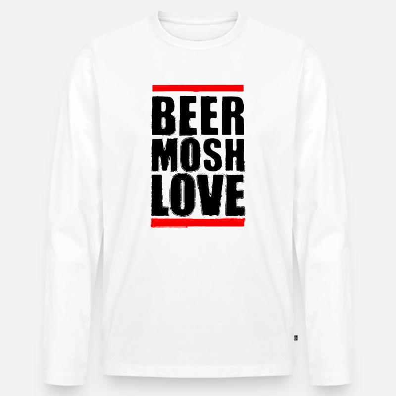 Bier Mosh Liebe Schwarzer Buchstabe - Männer Premium Bio Langarmshirt - Weiß
