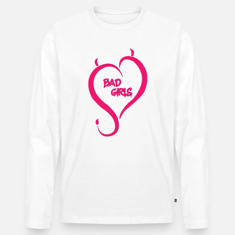Böse Mädchen - Männer Premium Bio Langarmshirt - Weiß