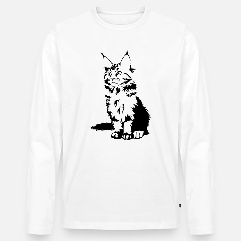 Maine Coon Katze - Männer Premium Bio Langarmshirt - Weiß