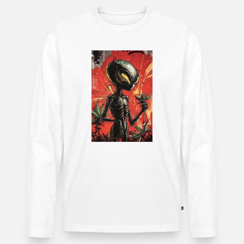 Außerirdischer Gärtner Graffiti - Männer Premium Bio Langarmshirt - Weiß