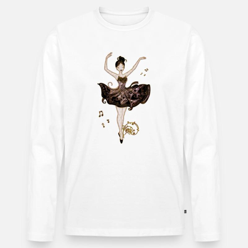 Die Tänzerin der Klänge, - Männer Premium Bio Langarmshirt - Weiß