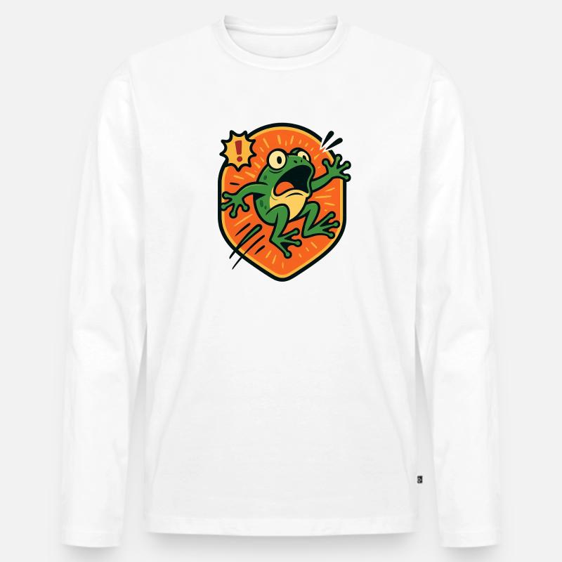 Badge Panic Frog - T-shirt manches longues Premium bio Homme - blanc