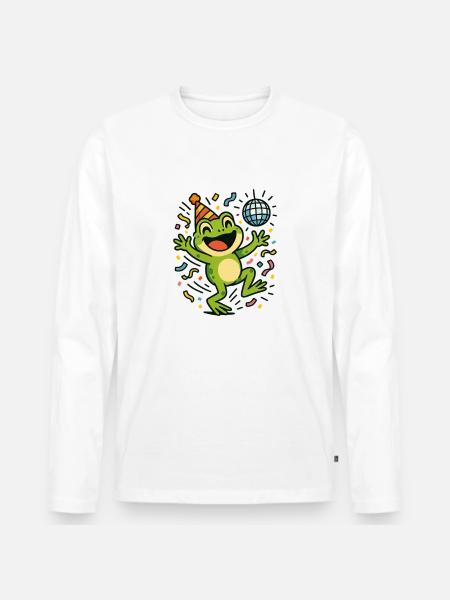Party Frog - Men's Premium Organic Long Sleeve Shirt - white
