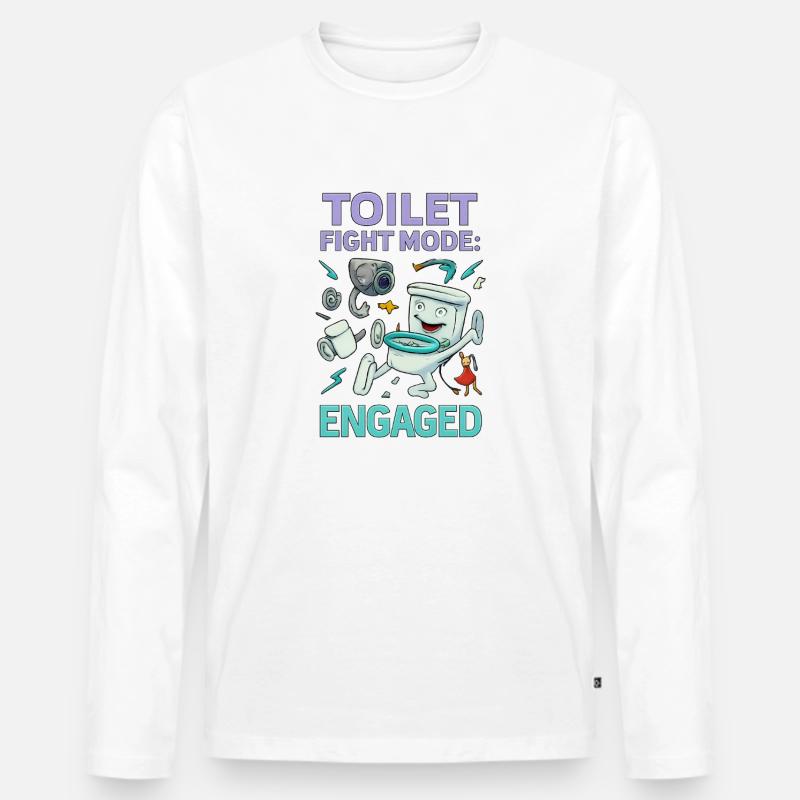 Toilettenkampf-Modus – Absurdes Hirnfäule-Design - Männer Premium Bio Langarmshirt - Weiß