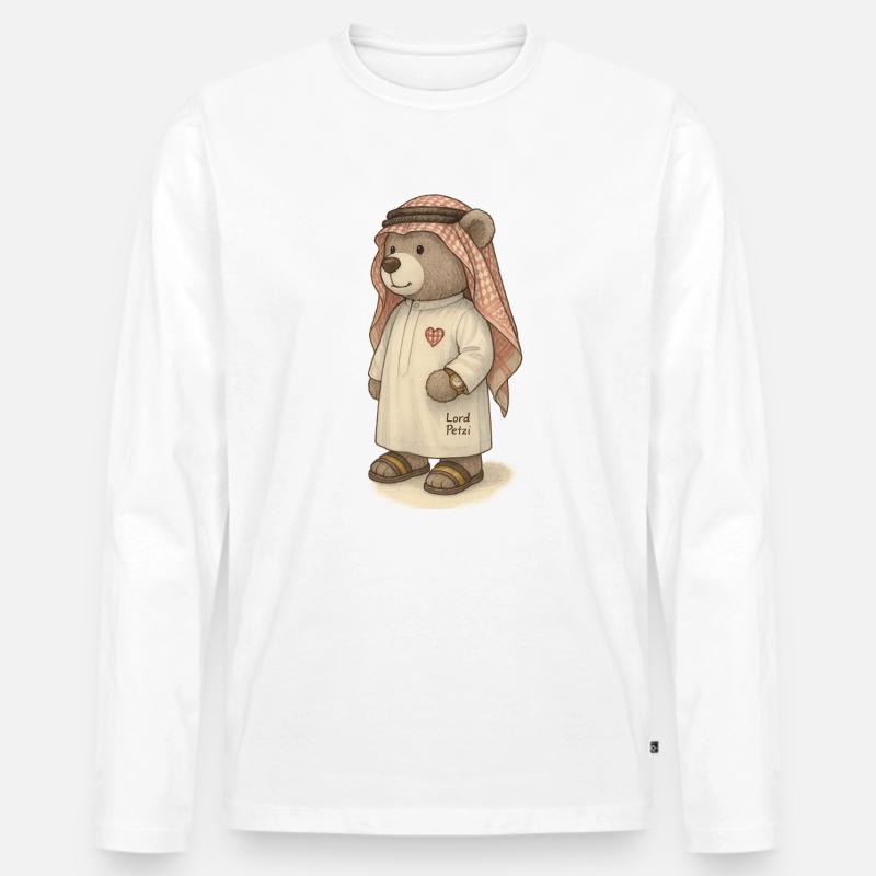 Lord Petzi Scheich - Männer Premium Bio Langarmshirt - Weiß