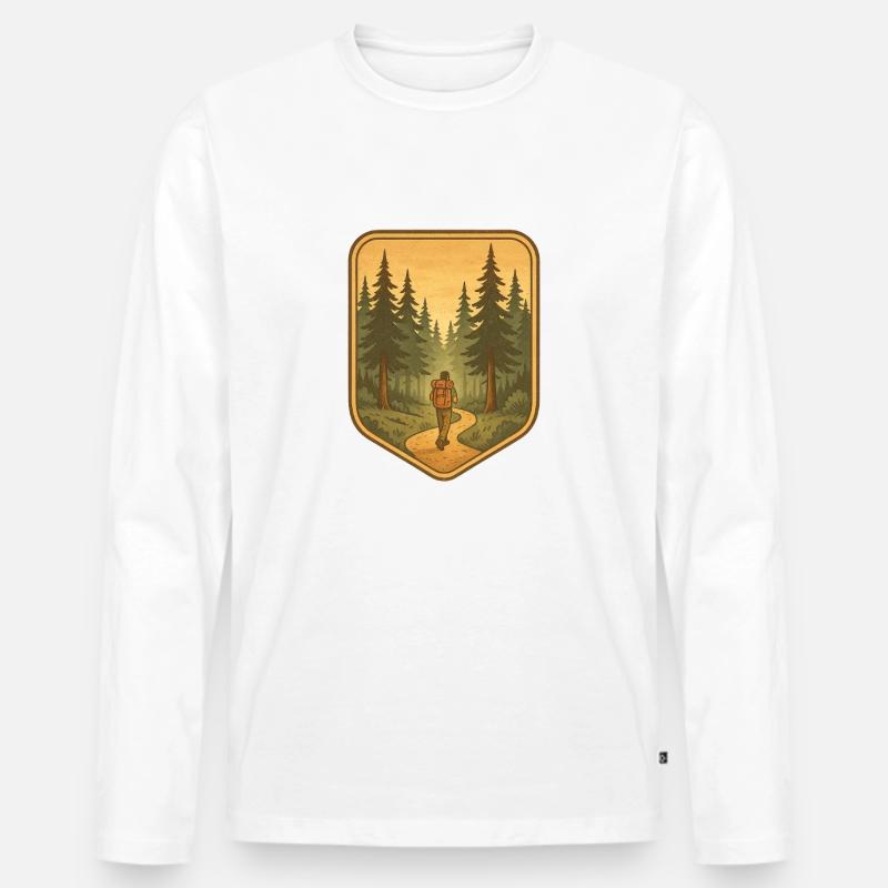 In den Wald - Männer Premium Bio Langarmshirt - Weiß