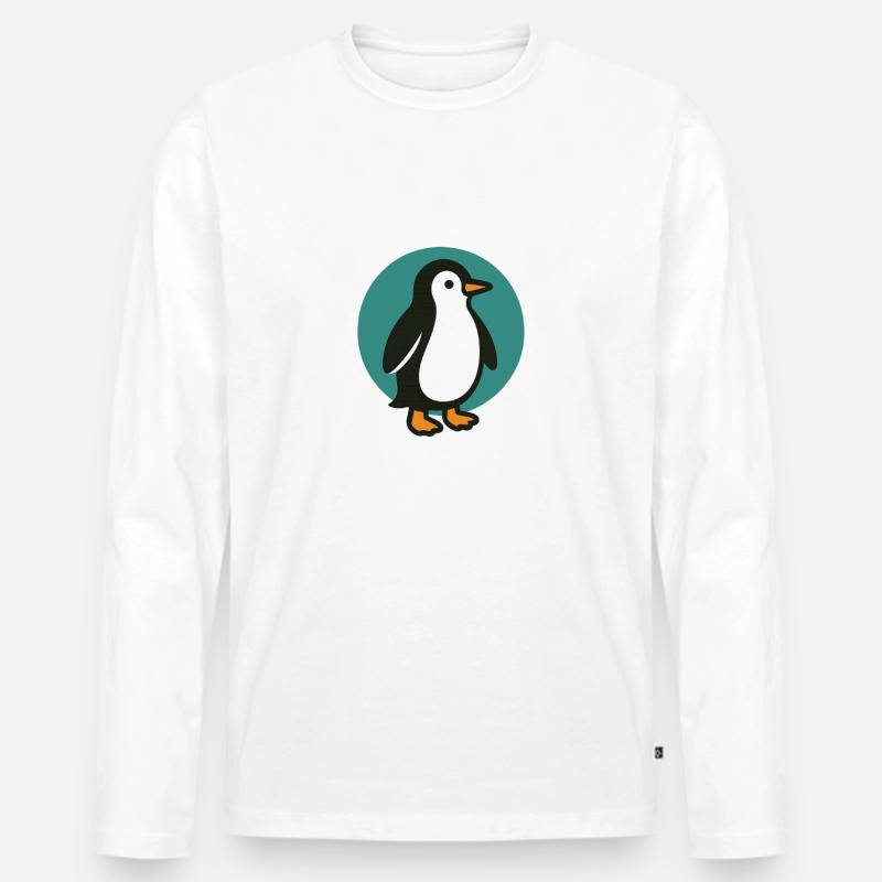 Pinguin - Männer Premium Bio Langarmshirt - Weiß