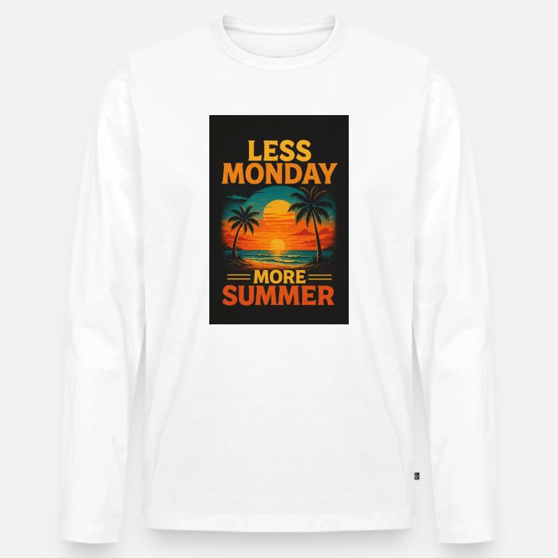 Less Monday – More Summer - Männer Premium Bio Langarmshirt - Weiß