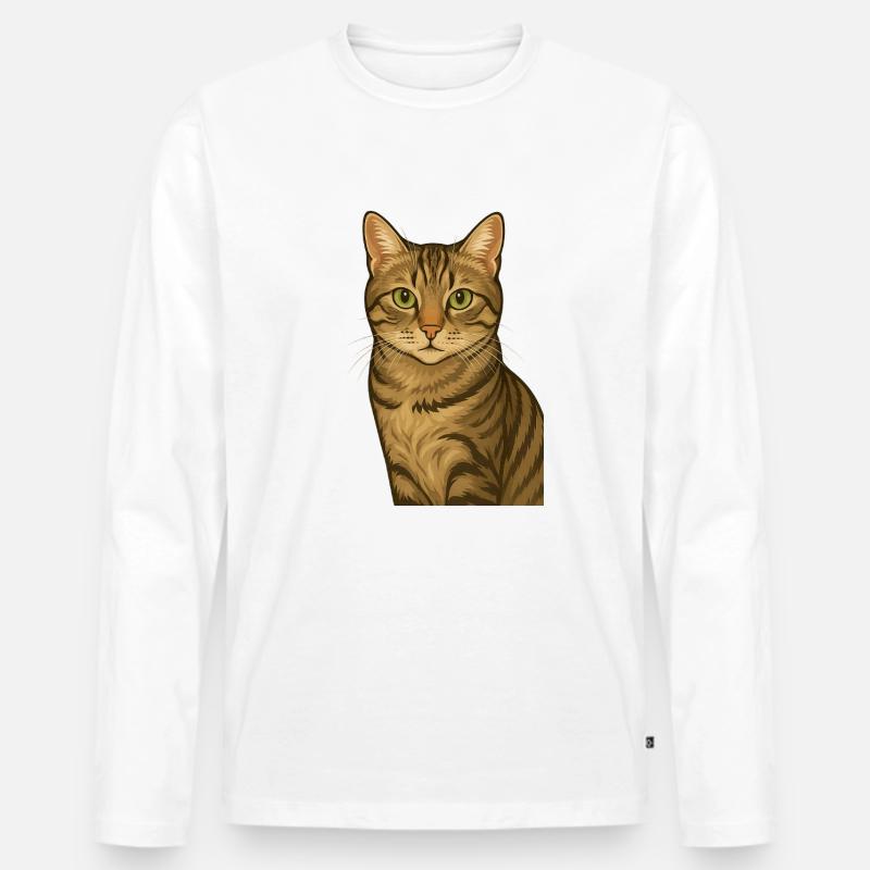 Stolze Tigerkatze - Männer Premium Bio Langarmshirt - Weiß