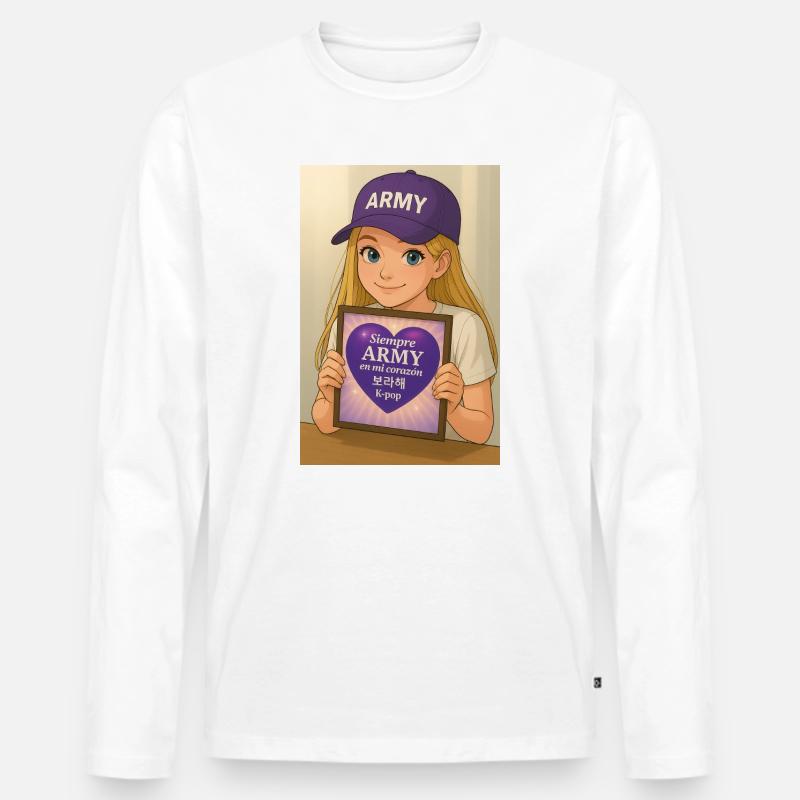K-Pop-Fans der Armee - Männer Premium Bio Langarmshirt - Weiß