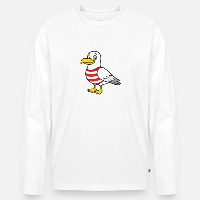 Möwe  - Männer Premium Bio Langarmshirt - Weiß