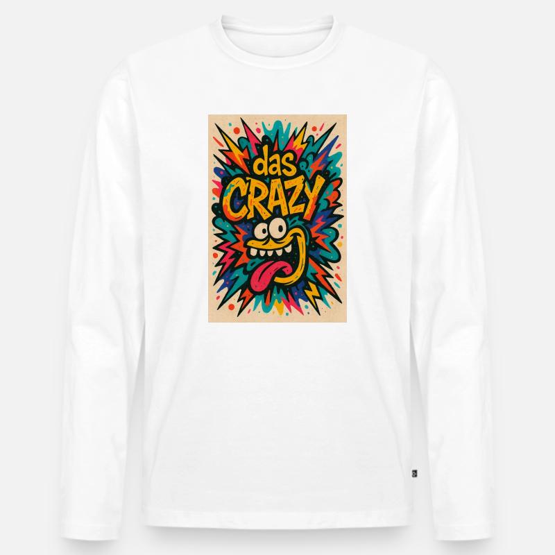 Buntes Comic-Design mit Cartoon-Motiv das Crazy  - Männer Premium Bio Langarmshirt - Weiß