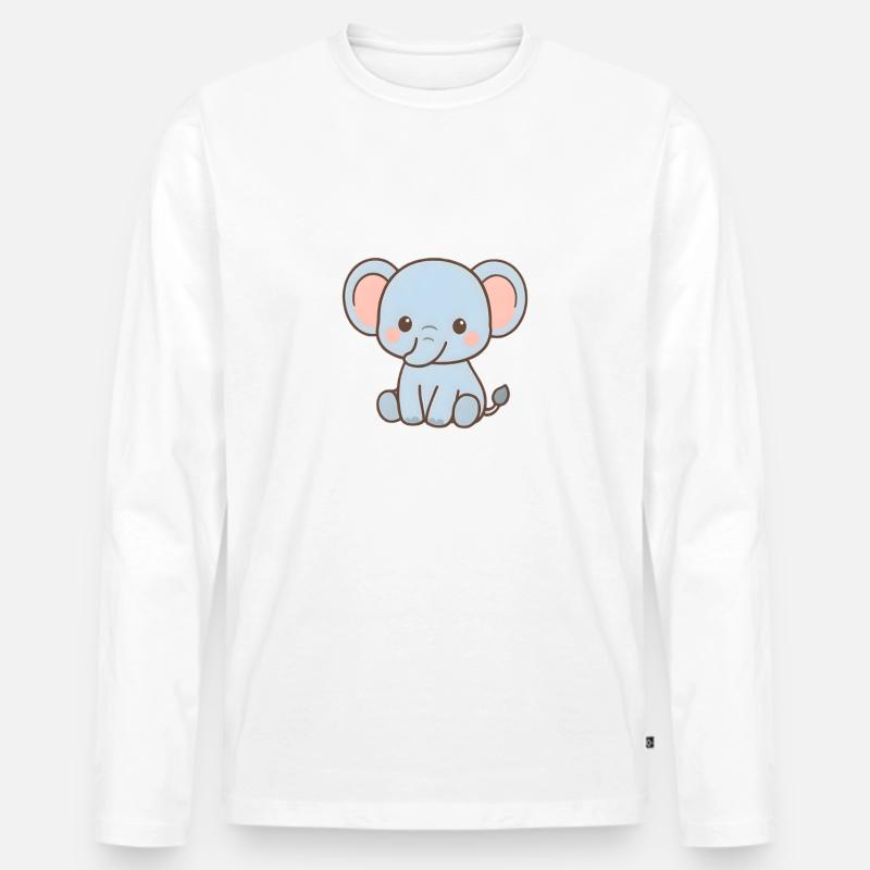 Charmanter Elefant Teddybär Design - Männer Premium Bio Langarmshirt - Weiß