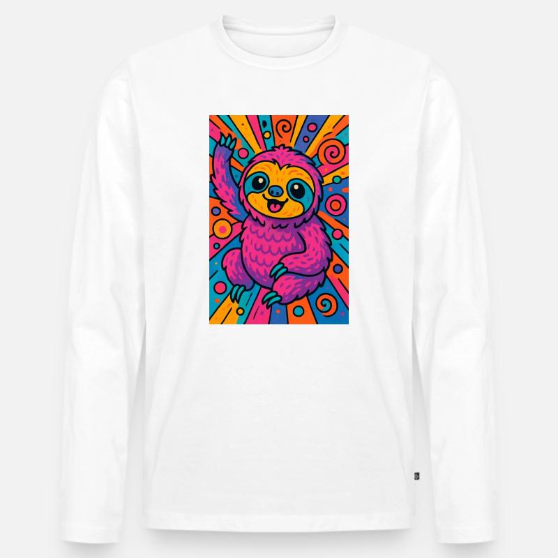 Faultier - Männer Premium Bio Langarmshirt - Weiß