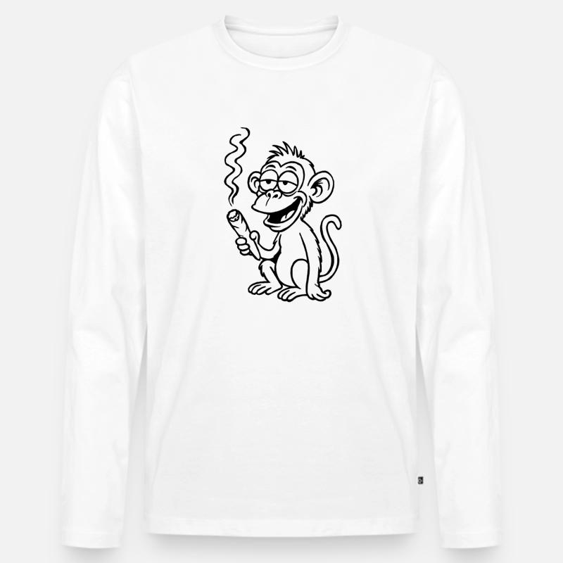 Der Affe peilt ein bisschen anders - Männer Premium Bio Langarmshirt - Weiß