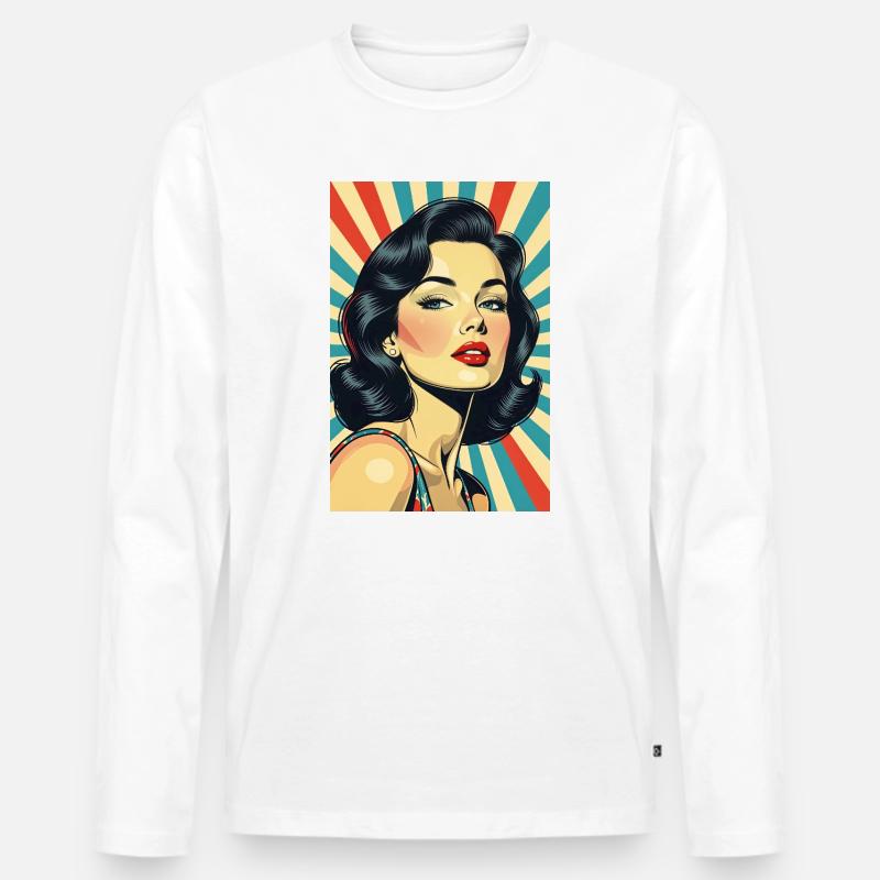 Retro-Stil Diva R01 - Männer Premium Bio Langarmshirt - Weiß