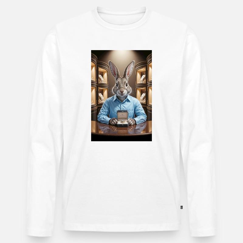 Humanoider Hasenschmuck - Männer Premium Bio Langarmshirt - Weiß