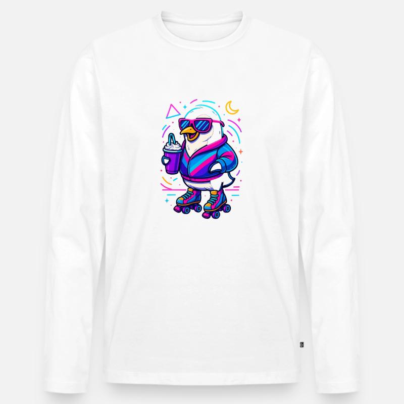 Roller Pinguin - Männer Premium Bio Langarmshirt - Weiß