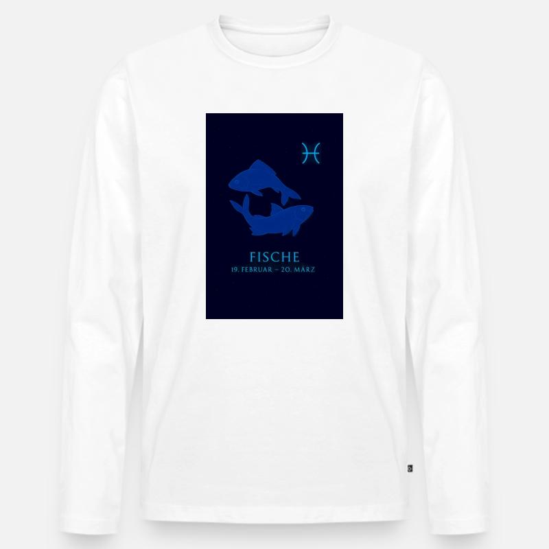 Fische Sternzeichen Design - Männer Premium Bio Langarmshirt - Weiß