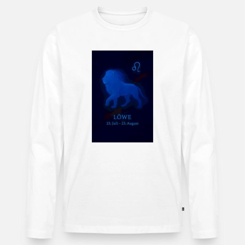Löwe Sternzeichen 23.07. – 22.08. Neon Design  - Männer Premium Bio Langarmshirt - Weiß