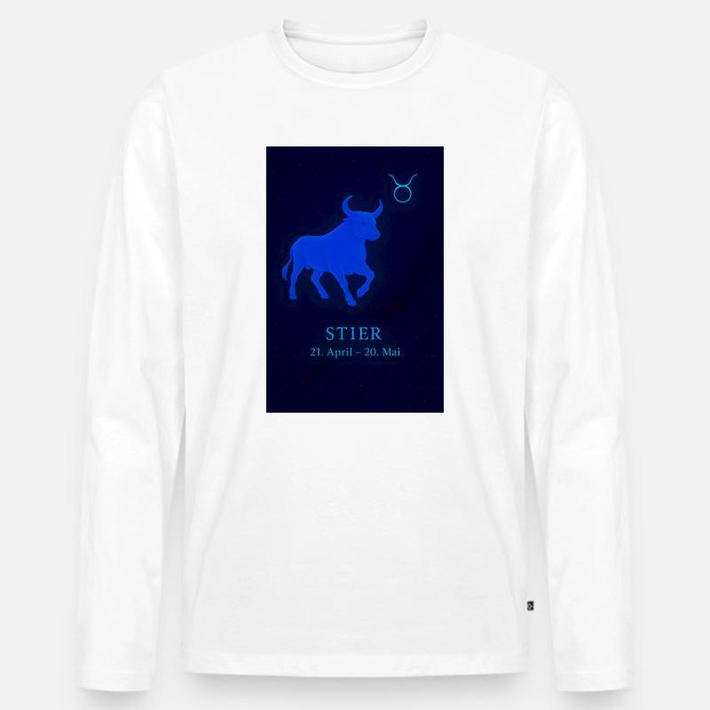 Sternzeichen Stier Design - Männer Premium Bio Langarmshirt - Weiß