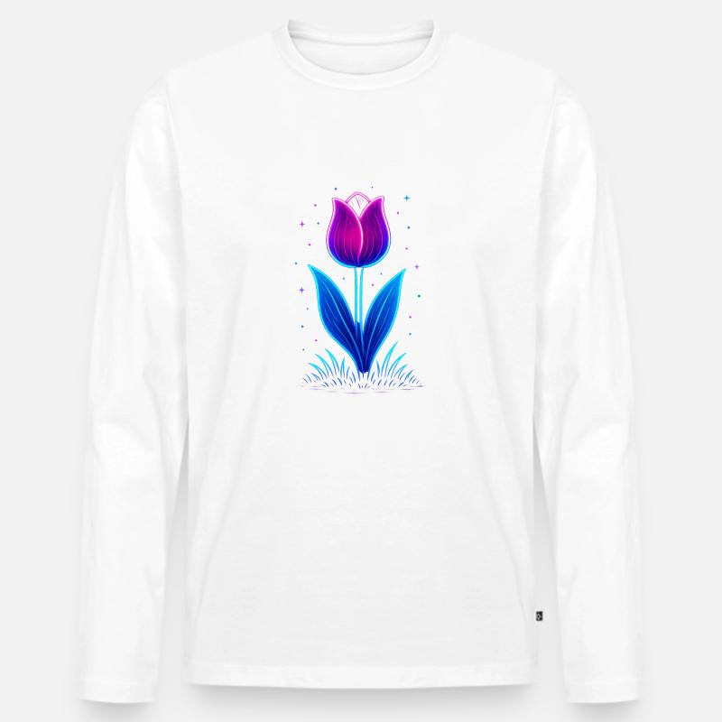 Neon Tulpe - Männer Premium Bio Langarmshirt - Weiß