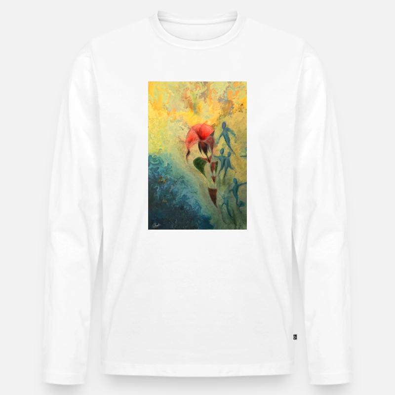 Abstrakte Blumenszene - Männer Premium Bio Langarmshirt - Weiß